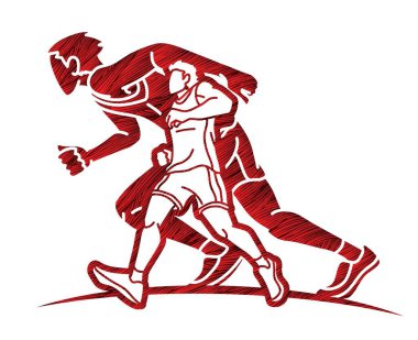 Erkek Koşucu Karışık Eylem Maratonu Koşan Spor Çizgi Filmi Grafik Vektörü