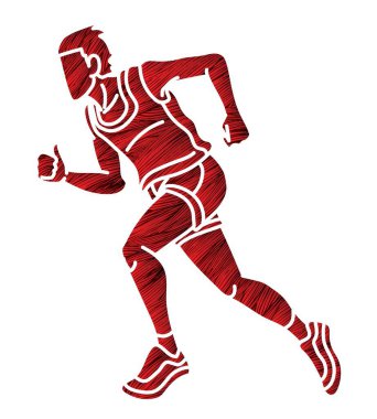 Action Movement Maratonu koşucusu A Man Çizgi Film Sporu Vektörü Çalışmaya Başladı