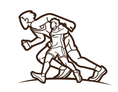 Eylem Maratonu Koşan İnsanlar Grubu Çizgi Film Çizgi Filmi Grafik Vektörü