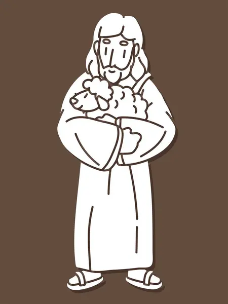 イエス 抱きしめる 羊飼い グラフィック ベクター ロイヤリティフリーのストックイラスト
