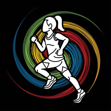 Çocuk çalıştıran bir kız Çizgi Film Çizgi Filmi Grafik Vektörü