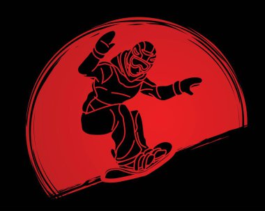 Snowboardcu Eylem Snowboard Oynatıcı Spor Çizgi Filmi Grafik Vektörü