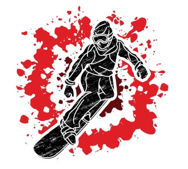 Snowboardcu Eylem Snowboard Oynatıcı Spor Çizgi Filmi Grafik Vektörü