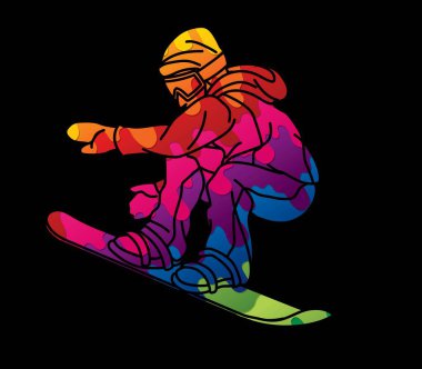 Snowboard Oynatıcı Eylemi Ekstrem Spor Snowboardcusu Çizgi film Grafik Vektörü