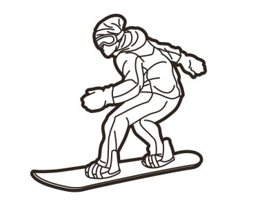 Snowboard Oynatıcı Eylemi Ekstrem Spor Snowboardcusu Çizgi film Grafik Vektörü