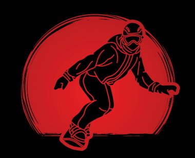 Snowboard Oynatıcı Eylemi Ekstrem Spor Snowboardcusu Çizgi film Grafik Vektörü