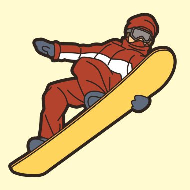 Snowboard Player Action Snowboardçu Spor Grafik Vektörü