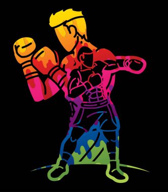 Dövüş Dövüşçüleri Boks Boksörü Dövüş Karışık Aksiyon Çizgi Filmi Grafik Vektörü