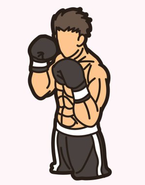 Boks Spor Dövüşçüsü Kickboks Muay Thai Çizgi Film Vektörü