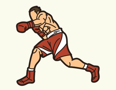 Dövüş Sanatları Boks Spor Dövüşçüsü Kickboks Muay Thai Çizgi Filmi Grafik Vektörü