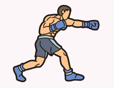 Dövüş Sanatları Boks Spor Dövüşçüsü Kickboks Muay Thai Çizgi Filmi Grafik Vektörü