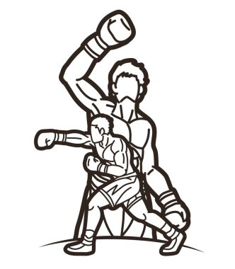 Boksör Boks Sporu Karışık Kickboks Eylem Çizgi Film Vektörü Grubu