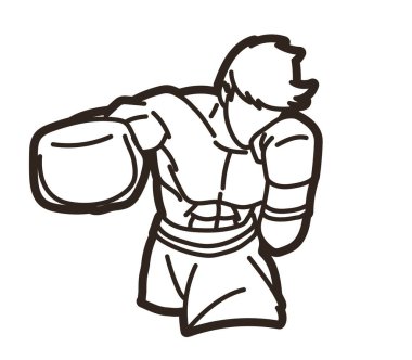 Boks Spor Kickboks Eylemi Muay Thai Boksör Çizgi Filmi Grafik Vektörü