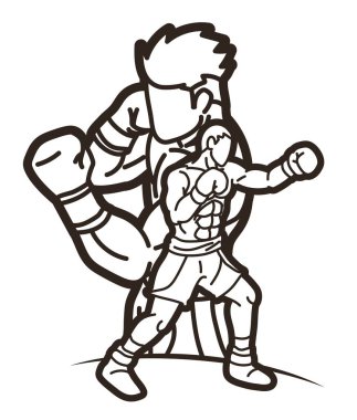 Boksör Nihai Dövüşçü Boks Karışık Aksiyon Muay Tayland Çizgi Filmi Grafik Vektörü