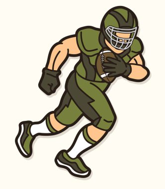 Amerikan Futbolcu Karikatür Spor Grafik Vektörü