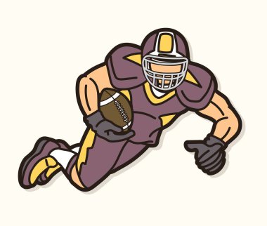 Amerikan Futbolcu Karikatür Spor Grafik Vektörü