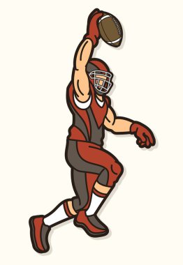  Amerikan Futbolcu Eylemi Çizgi Film Spor Grafik Vektörü