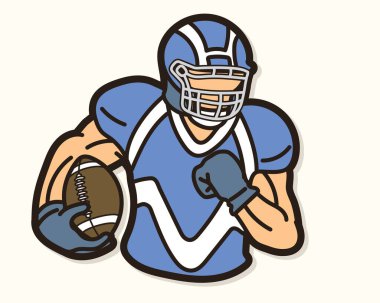  Amerikan Futbolcu Eylemi Çizgi Film Spor Grafik Vektörü
