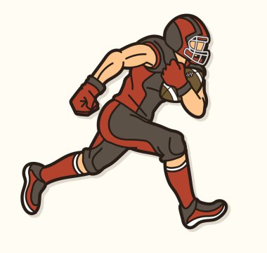Amerikan Futbolcu Eylemi Çizgi Film Spor Grafik Vektörü