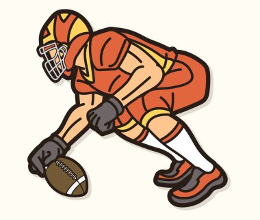 Amerikan Futbolcu Eylem Çizgi Film Spor Vektörü