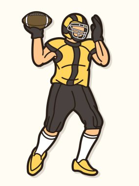 Amerikan Futbolcu Eylem Çizgi Film Spor Vektörü