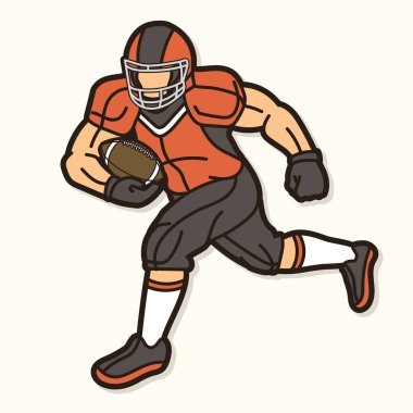 Amerikan Futbolcu Eylem Çizgi Film Spor Vektörü