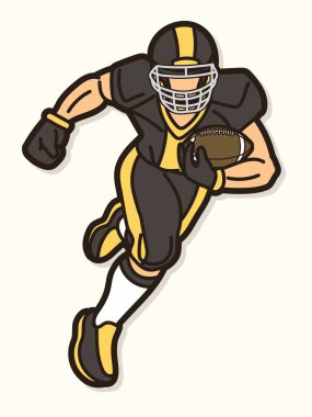 Amerikan Futbolcu Eylem Çizgi Film Spor Vektörü