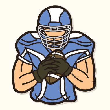 Amerikan Futbolcu Eylem Çizgi Film Spor Vektörü