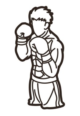 Ana Hattı Boks Boksörü Nihai Savaşçı Çizgi Filmi Grafik Vektörü