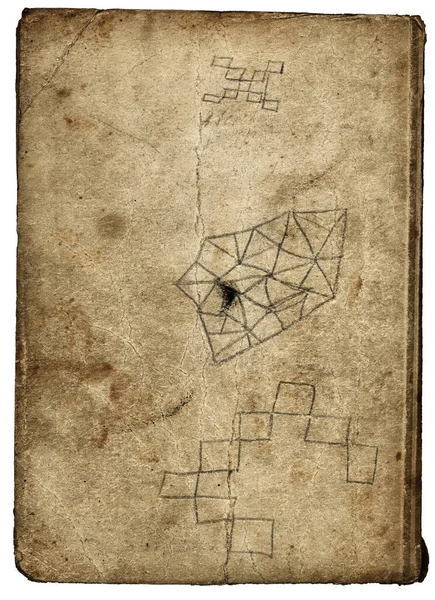 Eski kitap karalanmış kapak, kirli doku grunge tasarımı beyaz arkaplanda izole