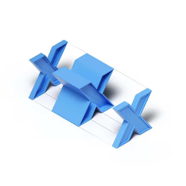 Isometric Işlemeli Mavi Plastik Küp Alfabe Harfi Beyaz Arkaplan Üzerinde — Stok fotoğraf