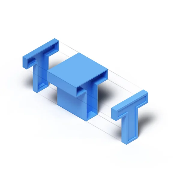 Isométrique Rendu Bleu Cube Plastique Lettre Alphabet Isolé Sur Fond — Photo