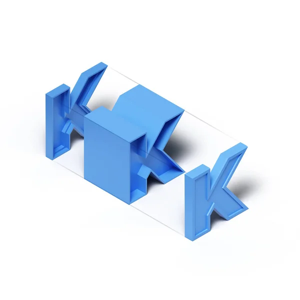 Isometric Işlemeli Mavi Plastik Küp Alfabe Harfi Beyaz Arkaplan Üzerinde — Stok fotoğraf