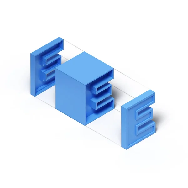 Isométrique Rendu Bleu Cube Plastique Lettre Alphabet Isolé Sur Fond — Photo