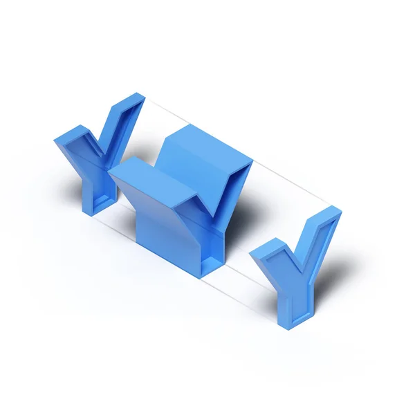 Isométrico Renderização Azul Plástico Cubo Alfabeto Letra Isolado Fundo Branco Imagem De Stock
