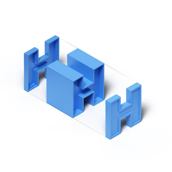 Isométrico Renderização Azul Plástico Cubo Alfabeto Letra Isolado Fundo Branco Imagem De Stock