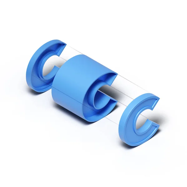 Isométrico Renderização Azul Plástico Cubo Alfabeto Letra Isolado Fundo Branco Imagens Royalty-Free