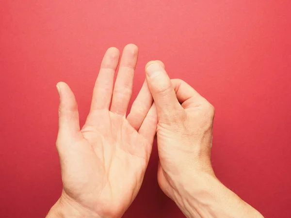 Hand Position Mudra Jin Shin Jyutsu Alternative Healing Method Self — Stock Photo, Image