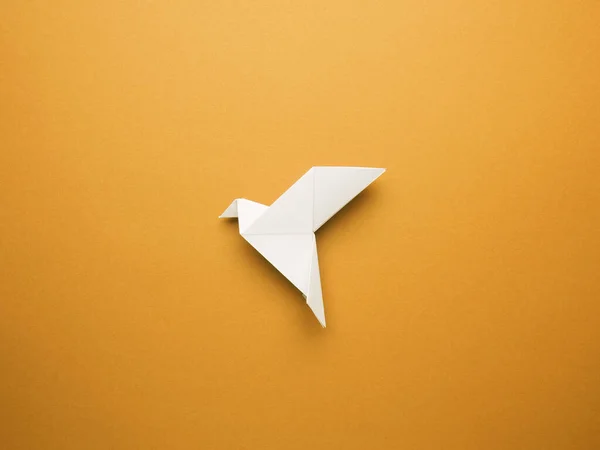 Origami Pomba Paz Fundo Papel Laranja Liberdade Conceito Paz — Fotografia de Stock