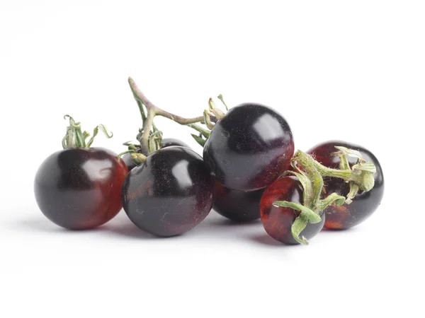 Organic Black Tomatoes White Studio Background Healthy Food Concept — Stock Photo, Image