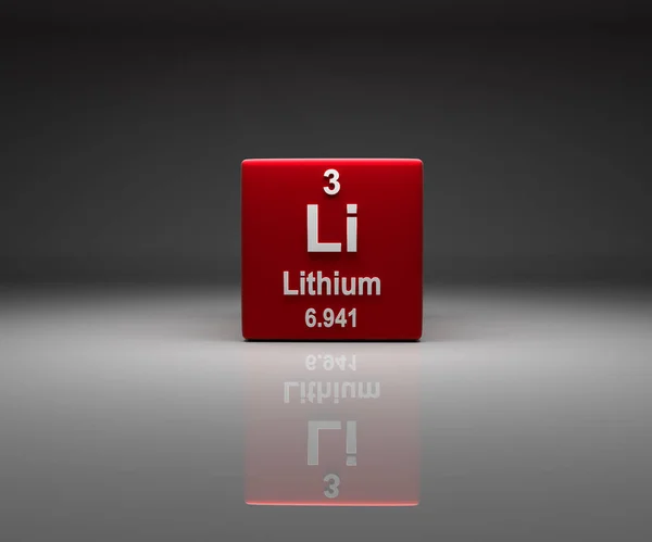 Cube Lithium Number Periodic Table Rendering — Stock Photo, Image