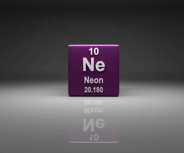 Cube Neon Number Periodic Table Rendering — Stock Photo, Image