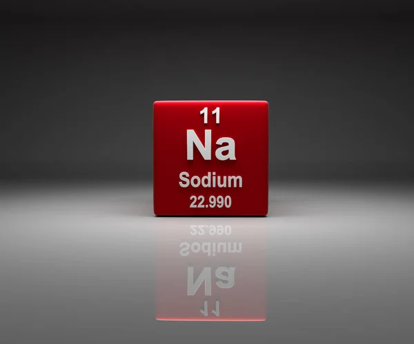ナトリウムナンバー11周期表 3Dレンダリング付きキューブ — ストック写真