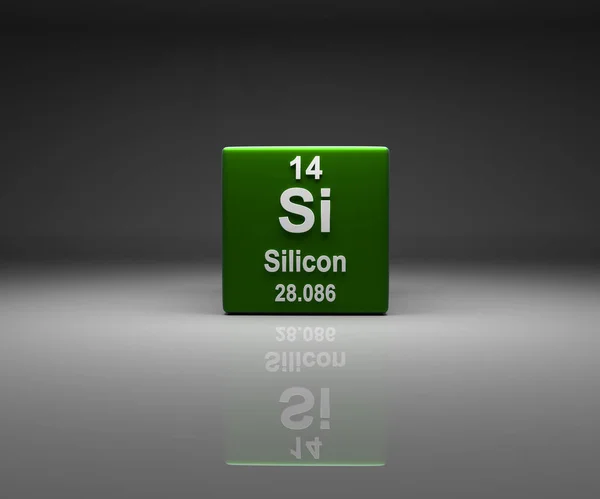 Cubo Com Silicon Número Tabela Periódica Renderização — Fotografia de Stock