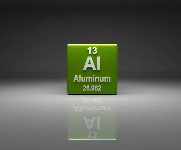 Cubo Con Tabla Periódica Del Número Aluminio Representación —  Fotos de Stock