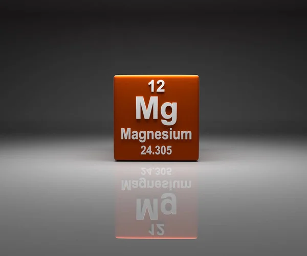 Cubo Con Tabla Periódica Del Número Del Magnesio Representación — Foto de Stock