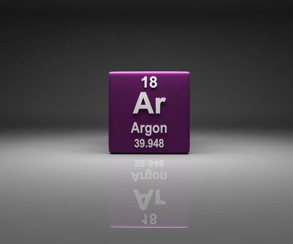 Argon编号18周期表的立方体 3D渲染 — 图库照片