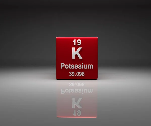 Cube Avec Numéro Potassium Tableau Périodique Rendu — Photo