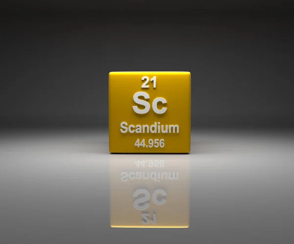 Scannum番号21周期表 3Dレンダリング付きキューブ — ストック写真