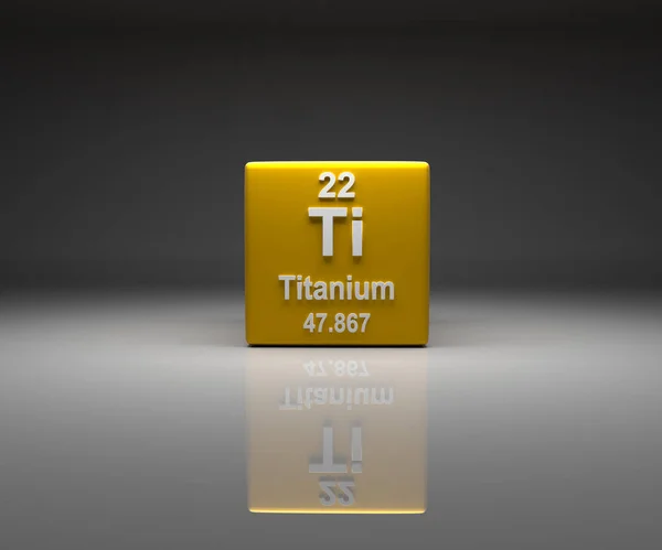 チタニウム番号22の周期表 3Dレンダリング付きキューブ — ストック写真